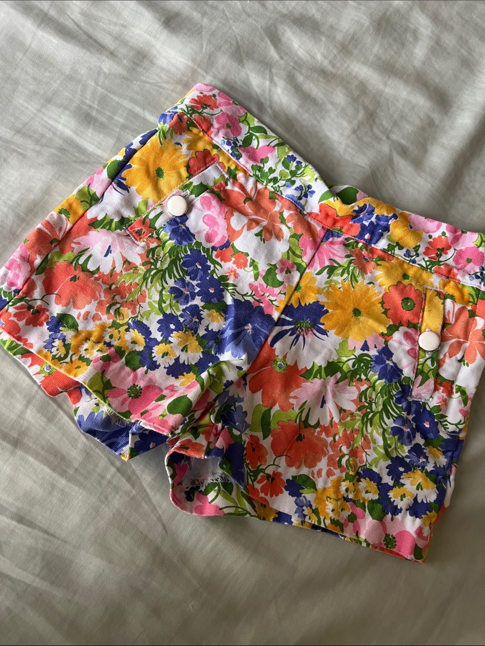 Janie and Jack Floral High-Waist Shorts - Pink, Orange, Yellow, Blue, Green